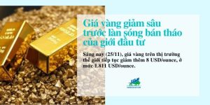 Giá vàng giảm sâu trước làn sóng bán tháo của giới đầu tư