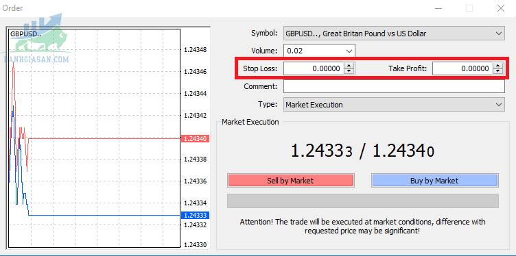 Đặt lệnh chốt lời và cắt lỗ trên MT4