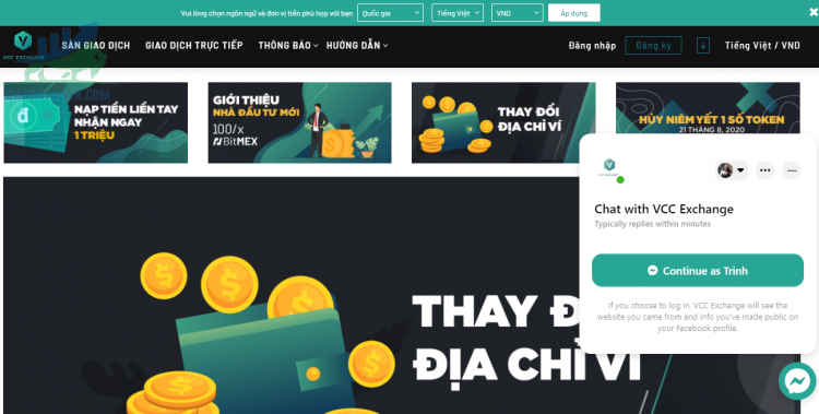 Sàn giao dịch tiền ảo VCC EXCHANGE