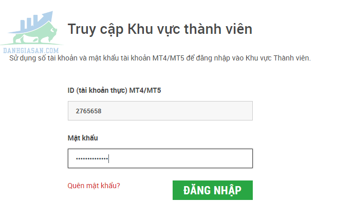 Xác thực tài khoản XM