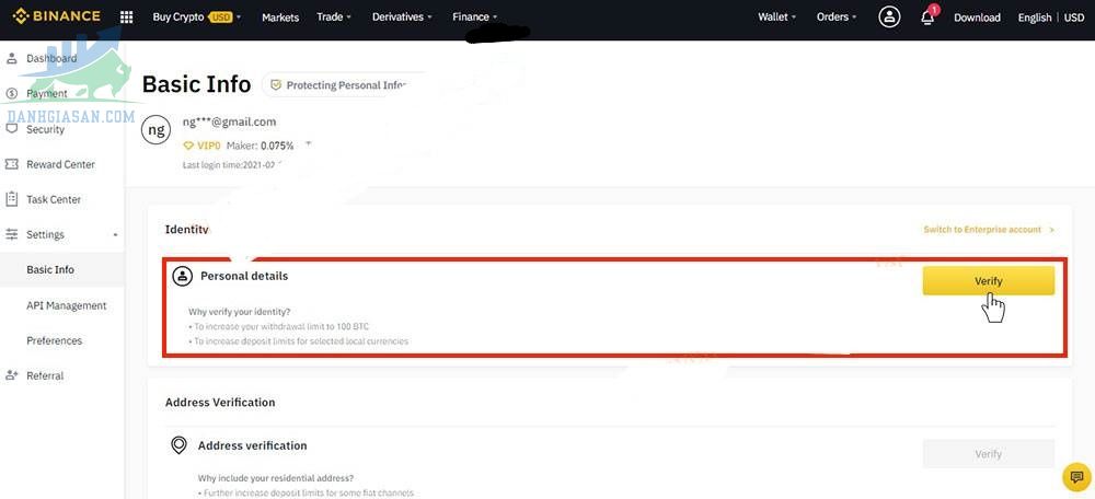Cách xác minh danh tính cá nhân (KYC) sàn Binance