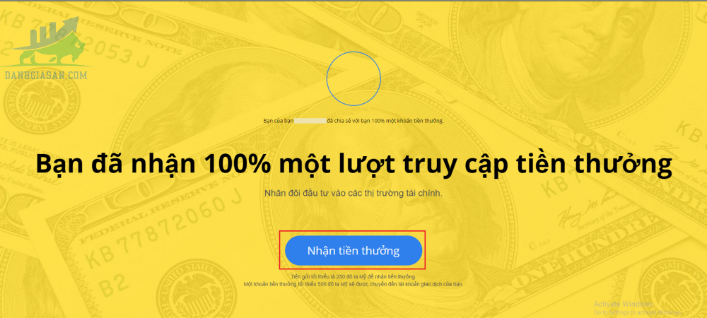 Cách nhận Bonus 100%