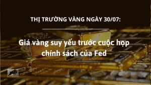 Giá vàng suy yếu trước cuộc họp chính sách của Fed