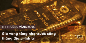 Giá vàng ngày 21/11 tăng nhẹ trước căng thẳng địa chính trị